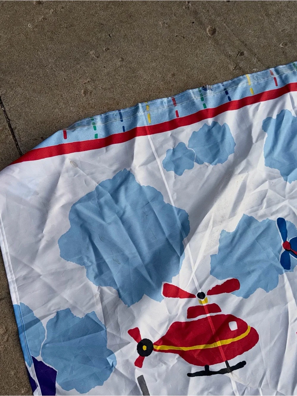 VTG cannon city and transportation themed primary color vibrant shower curtain